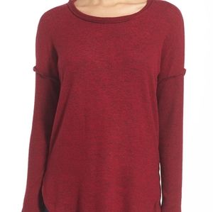 Bobeau Rib Long Sleeve Fuzzy Top